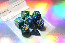 Load image into Gallery viewer, OOP Chessex Festive Green w/ silver