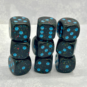 Speckled "Blue Stars" CHX#25338, 9pc pipped D6s